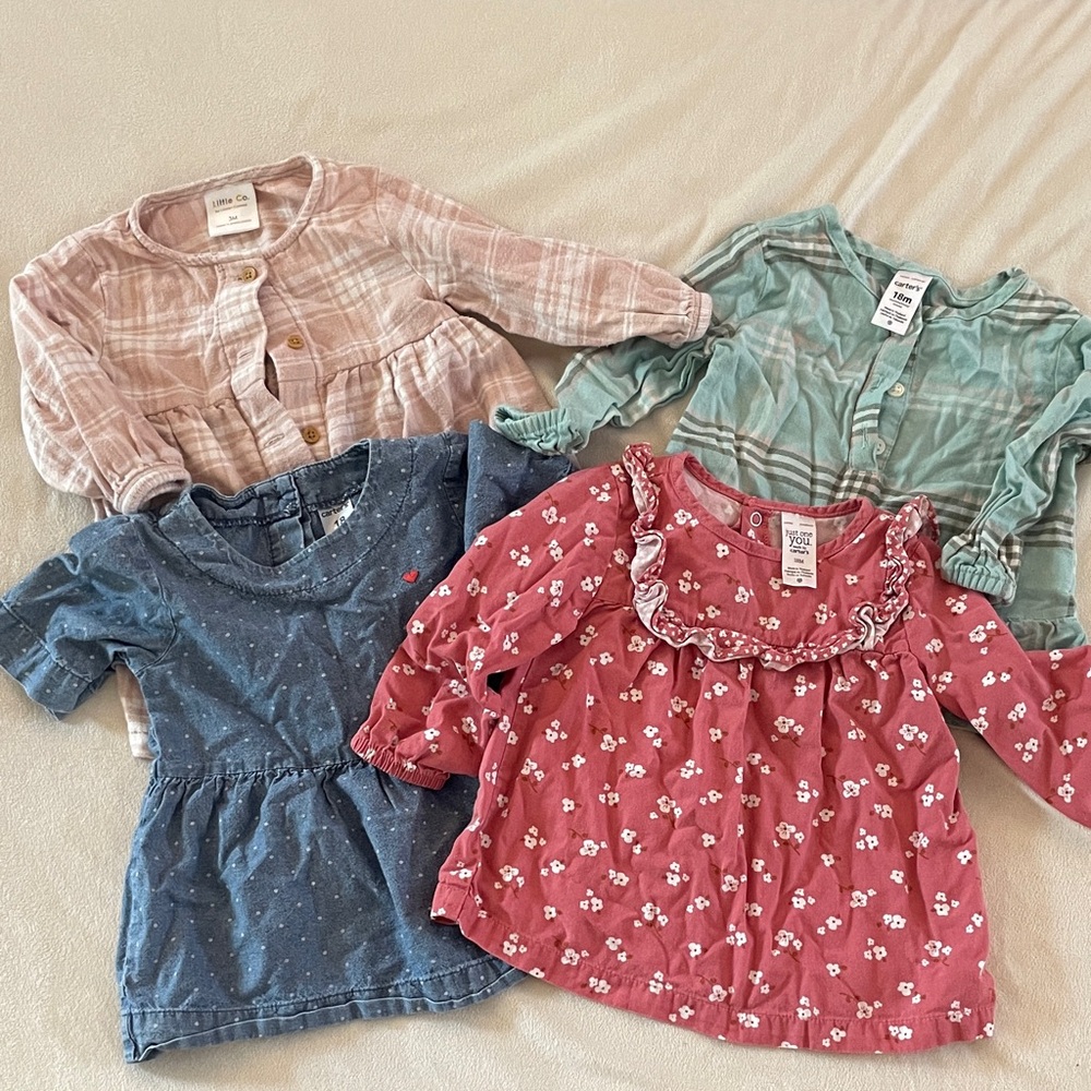Girl Flannel/ denim shirts 18M Set